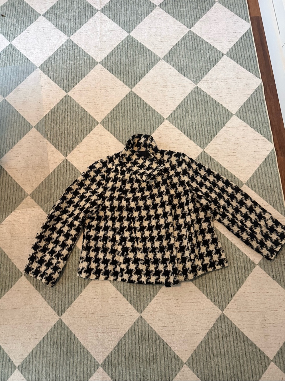 Lane Bryant Women’s Size 26 Black White Houndstooth Wool Blend Jacket Coat